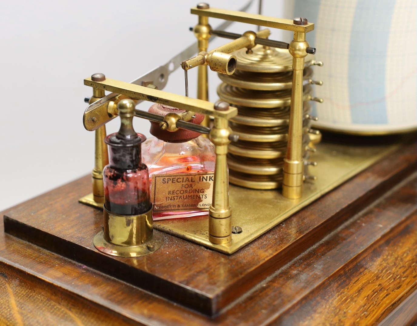 An oak cased barograph, 37cm wide